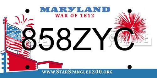858ZYC Maryland License Plate