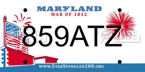 859ATZ Maryland License Plate