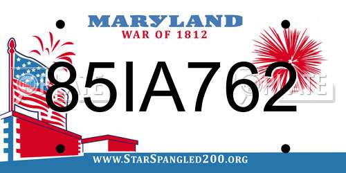 85IA762 Maryland License Plate