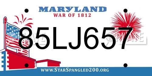 85LJ657 Maryland License Plate