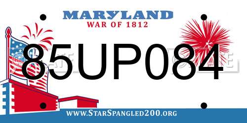 85UP084 Maryland License Plate