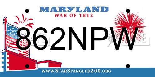 862NPW Maryland License Plate