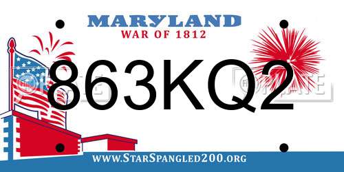 863KQ2 Maryland License Plate