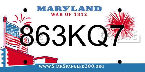 863KQ7 Maryland License Plate