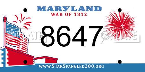 8647 Maryland License Plate