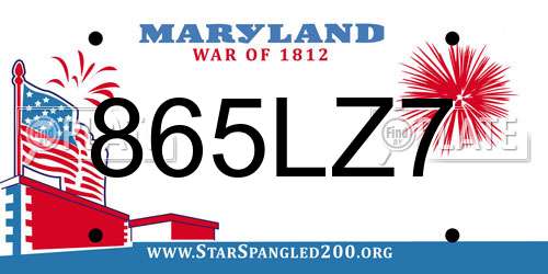 865LZ7 Maryland License Plate