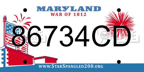 86734CD Maryland License Plate