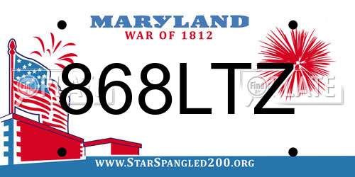 868LTZ Maryland License Plate