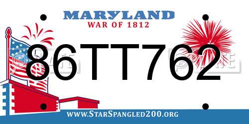 86TT762 Maryland License Plate