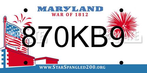 870KB9 Maryland License Plate