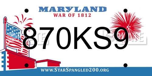 870KS9 Maryland License Plate