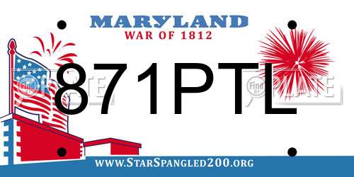 871PTL Maryland License Plate