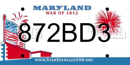 872BD3 Maryland License Plate
