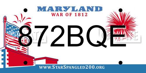 872BQE Maryland License Plate
