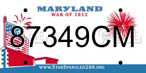87349CM Maryland License Plate