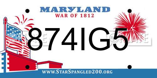 874IG5 Maryland License Plate