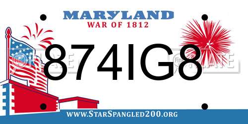 874IG8 Maryland License Plate