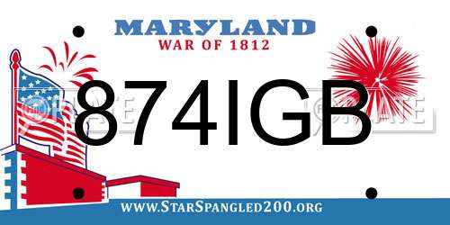 874IGB Maryland License Plate