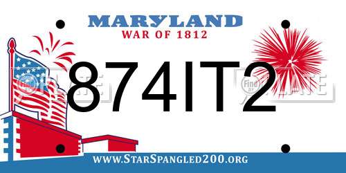 874IT2 Maryland License Plate