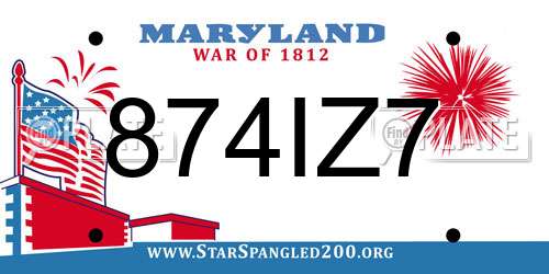 874IZ7 Maryland License Plate