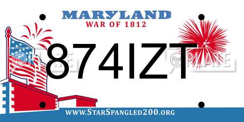 874IZT Maryland License Plate