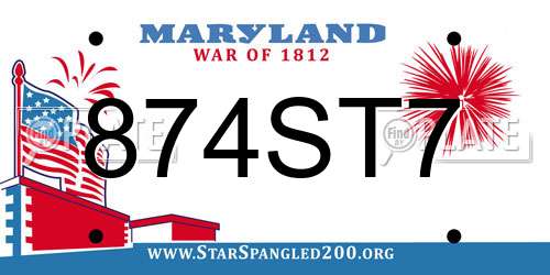 874ST7 Maryland License Plate