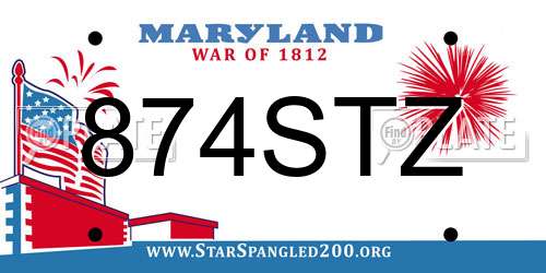 874STZ Maryland License Plate