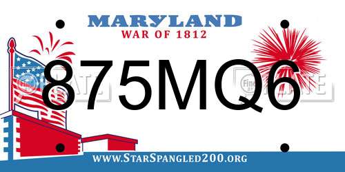 875MQ6 Maryland License Plate