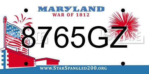 8765GZ Maryland License Plate