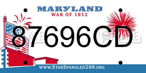 87696CD Maryland License Plate