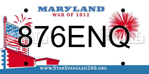 876ENQ Maryland License Plate
