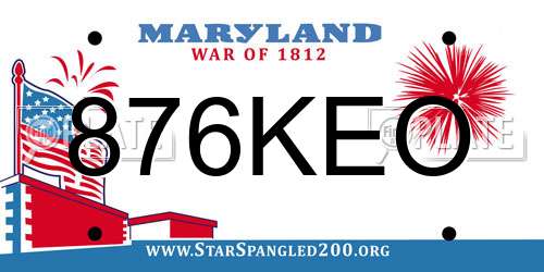 876KEO Maryland License Plate