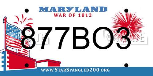 877BO3 Maryland License Plate