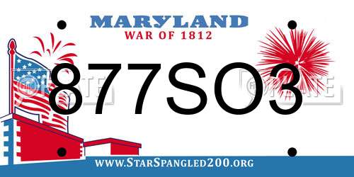 877SO3 Maryland License Plate