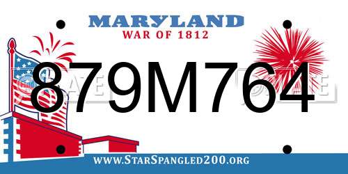 879M764 Maryland License Plate