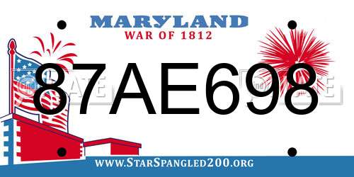 87AE698 Maryland License Plate