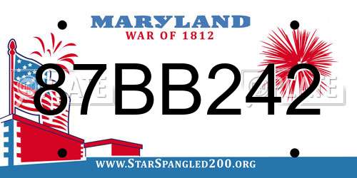 87BB242 Maryland License Plate
