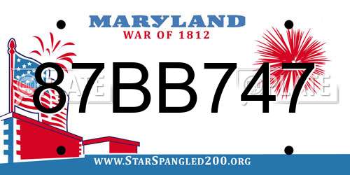 87BB747 Maryland License Plate