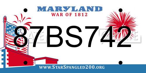 87BS742 Maryland License Plate