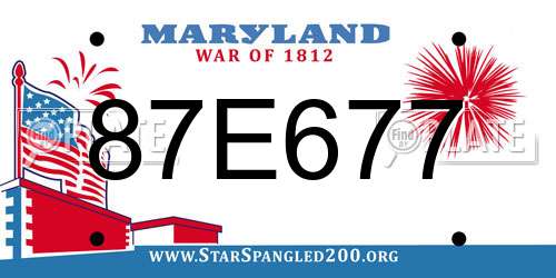87E677 Maryland License Plate