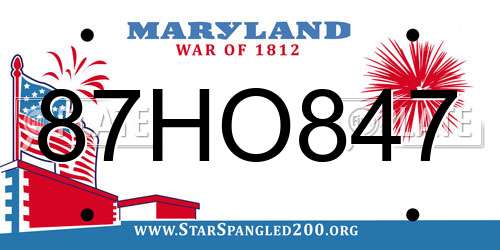 87HO847 Maryland License Plate