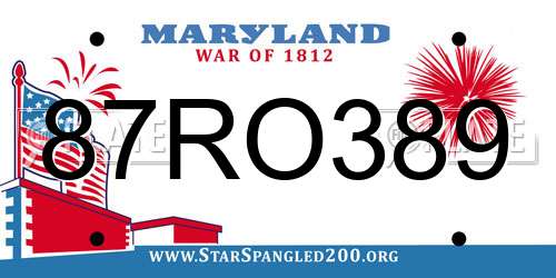 87RO389 Maryland License Plate