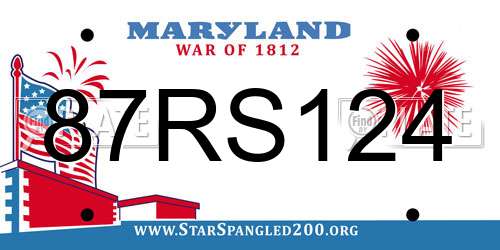 87RS124 Maryland License Plate
