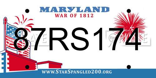 87RS174 Maryland License Plate