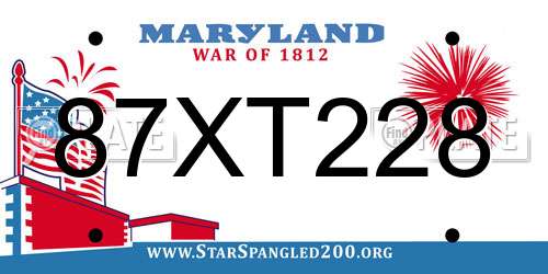 87XT228 Maryland License Plate