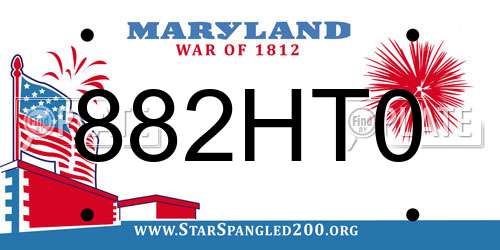 882HT0 Maryland License Plate