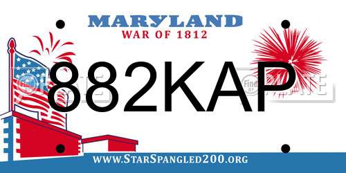 882KAP Maryland License Plate
