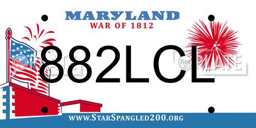 882LCL Maryland License Plate