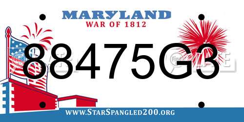 88475G3 Maryland License Plate