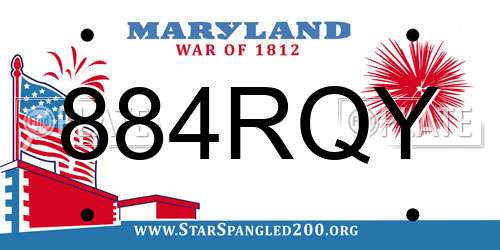 884RQY Maryland License Plate